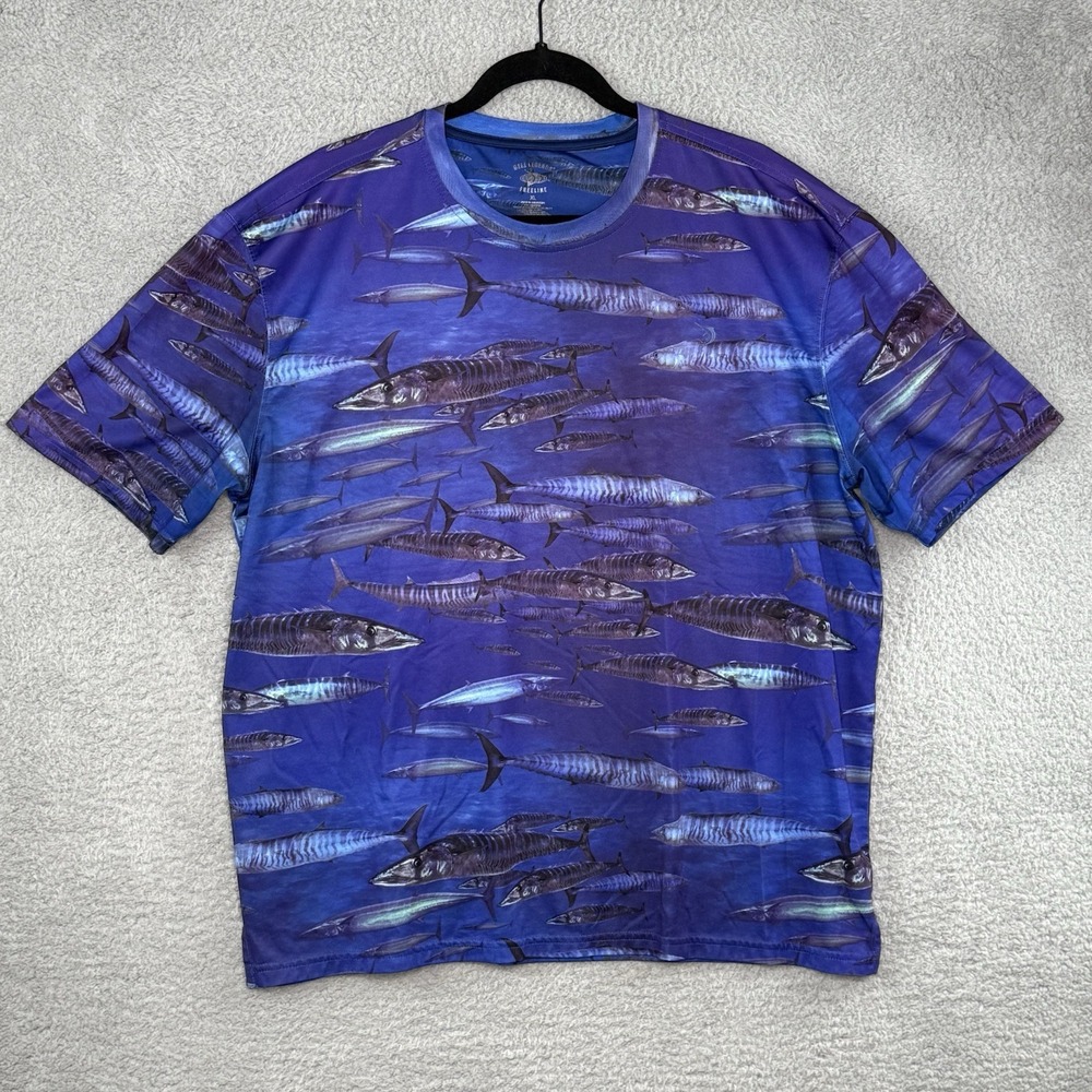 Reel Legends Freeline Mens Tee Shirt Lightweight Material XL All Over Fish Print